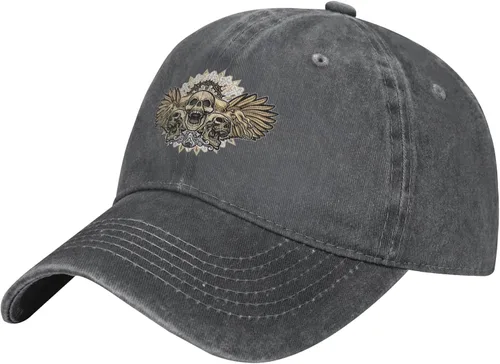 Cowboy Hat Trendy Hats for Man and Women Djustable Four Season Outdoor Baseball Cap of Hell Skull with Angel Deep Heather