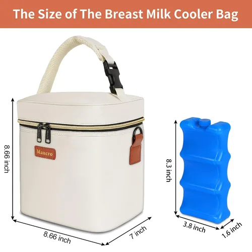 Miniatura 2 de Bolsa isotérmica para leche materna con bolsa de hielo Mancro, se ajusta a 6 biberones aislados de hasta 9 onzas, enfriador de leche materna