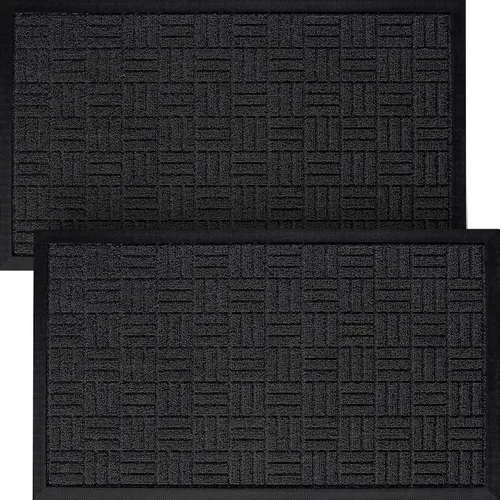 HOMWE Juego de 2 tapetes para puerta delantera, 29.5 x 17.5 pulgadas, tapete para puerta de entrada y patio trasero, seguro para interiores y