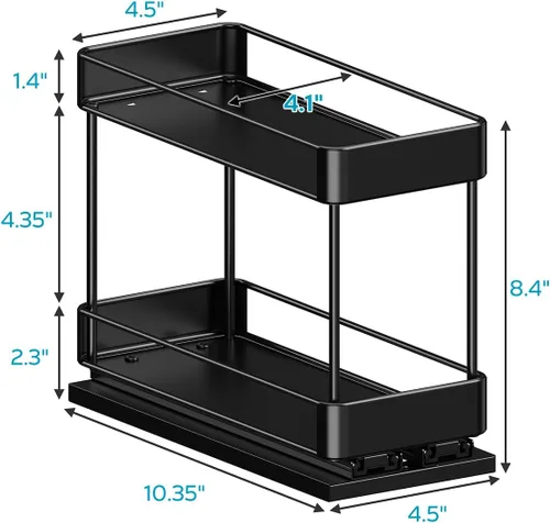 Miniatura 6 de Nieifi Organizador de especias para gabinete, estante vertical para especias, fácil de instalar, metal, 4.5 pulgadas de ancho x 10.35 pulgadas