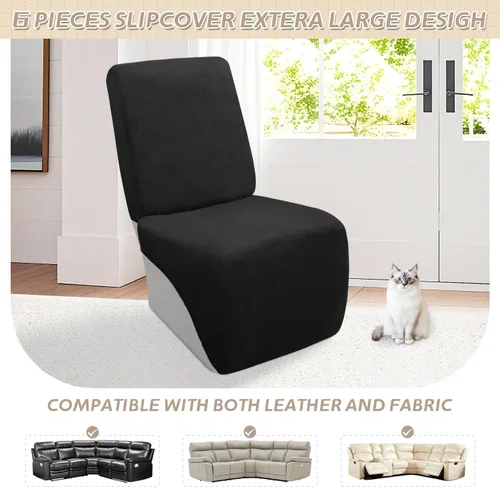 Miniatura 126 de Arfntevss Fundas de sofá seccional reclinable de terciopelo, Funda de sofá seccional de esquina para sofá reclinable, Funda elástica suave