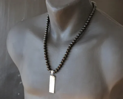 Miniatura 106 de Colgante de turmalina cruda natural, Collar de cuentas de ónix negro genuino, Collar de piedra negra, Collar de piedras preciosas, Cuentas de 0.315