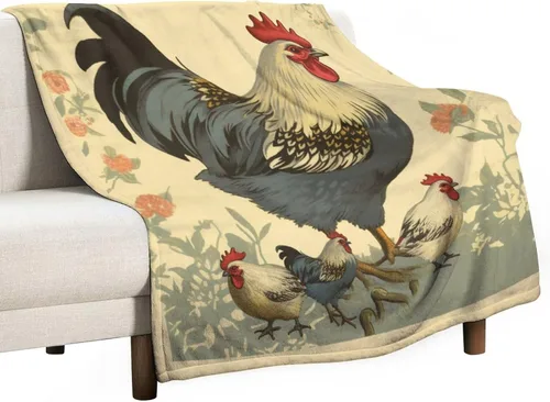 Miniatura 50 de Manta de gallos orgánica de forro polar de pollo de 30 x 40 pulgadas, manta de franela para sofá, cama para adultos, niños, adolescentes, regalo