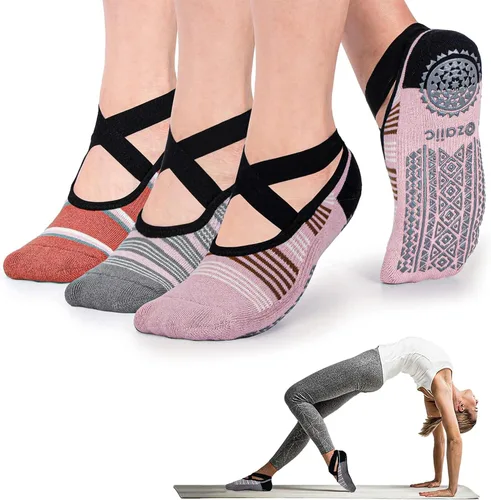 Miniatura 97 de Ozaiic - Calcetines de yoga para mujer con correas y agarres antideslizantes, ideales para pilates, Pure Barre, ballet, danza y entrenamiento