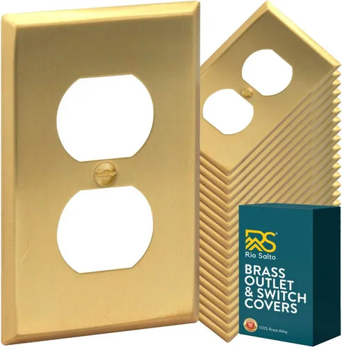 Miniatura 17 de Rio Salto BRASS - Cubierta de pared de metal dorado para toma de corriente o interruptor de luz, placa de pared resistente a la corrosión, cubierta