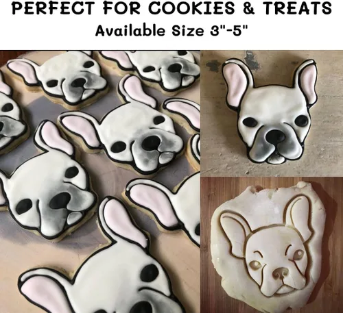 Miniatura 2 de Cortador de galletas Bulldog francés y cortador de golosinas para perros, cara - 3 pulgadas