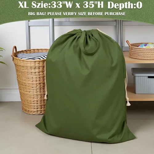Miniatura 7 de Bolsa de Lona para Ropa Sucia de 33" x 35", Bolsa de Lavandería de Algodón Grueso con Asas y Cordón, Extra Grande de Servicio Pesado Lavable, Forro