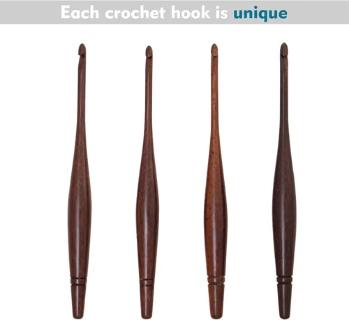 Miniatura 6 de Ommi - Ganchos de ganchillo con mango ergonómico Gancho de ganchillo de madera Narrapi hecho a mano de 6.7 pulgadas Aguja de tejer, tejido