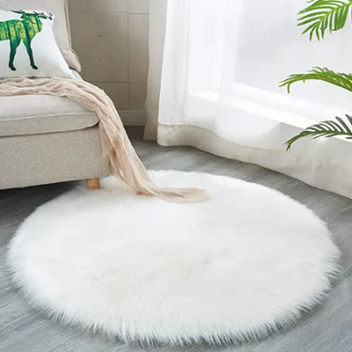 Miniatura 10 de Meng Ge - Funda de piel de oveja sintética para sofá o sillón, color liso Rosa