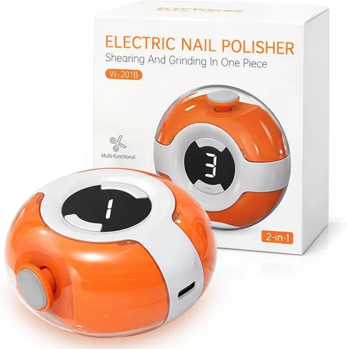 Cortador de uñas eléctrico 2 en 1 y pulidor de uñas (naranja)