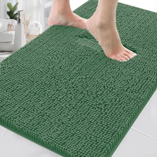 Miniatura 17 de Alfombras de baño en forma de U, alfombras de baño de felpilla súper absorbentes y respaldo antideslizante de PVC fuerte para inodoros, lavables a