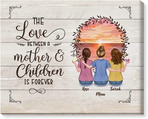 Miniatura 9 de Gossby Lienzo personalizado envuelto para mamá – El amor entre madre e hija es para siempre – Regalo personalizado con nombres de avatares – Regalo