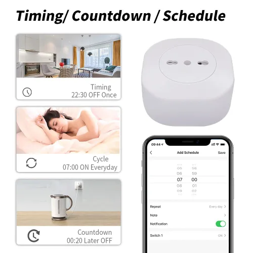 Miniatura 3 de Enchufe inteligente Wifi compatible con Alexa, Google Assistant, control de aplicación y voz, no requiere concentrador, Italia (10 A)