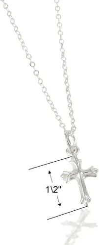 Miniatura 3 de Tiny Sterling Silver Cross Necklace with Chain, or with Chain and Pearl Drop for Babies (12"), Girls (14") & Teen (16") Makes an Ideal Baby Shower