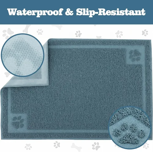 Miniatura 3 de Darkyazi - Tapete de alimentación para mascotas grande para perros y gatos, 24” x 16”, flexible y fácil de limpiar, ideal para tapete de Azul