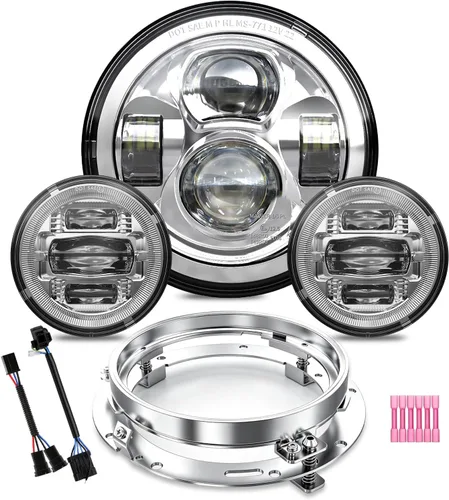 Miniatura 8 de Z-OFFROAD - Faro delantero LED de 7 pulgadas para motocicleta con halo DRL blanco, kit DOT, compatible con Harley Davidson Street Glide Road King