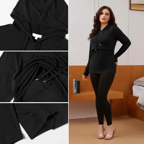 Miniatura 57 de Bhome Camisa de lactancia de manga larga con capucha para lactancia materna