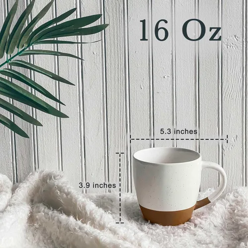 Miniatura 2 de Mora - Juego de 4 tazas grandes de cerámica con leche, 16 onzas, tazas de café de porcelana con mango grande, modernas, bohemias, estilo único