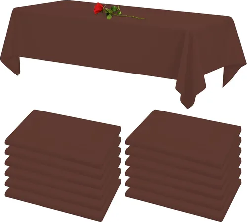 Miniatura 28 de 12 paquetes de manteles blancos, 52 x 52 pulgadas, manteles lavables de poliéster resistentes a manchas y arrugas para mesas cuadradas, mantel
