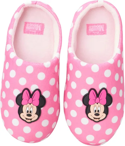 Disney Girls' Minnie Mouse Slippers - Plush Fuzzy Slippers, Non-Skid Sole (ToddlerLittle GirlBig Girl)