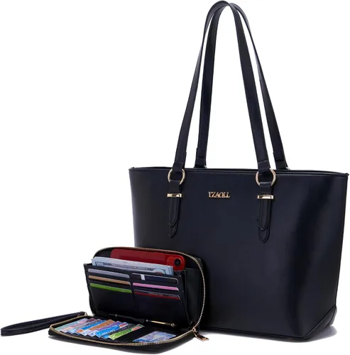 Miniatura 21 de YZAOLL Bolsos para mujer de cuero sintético, medianos y grandes, bolso de hombro, cartera, juego de bolso de mano y billetera