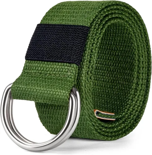 Miniatura 16 de Cinturón para mujeres y hombres de lona con hebilla negra 1 1/2" de ancho extra larga color sólido