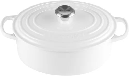 Le Creuset Horno holandés ovalado Signature de hierro fundido esmaltado, 2.75 cuartos de galón., Blanco