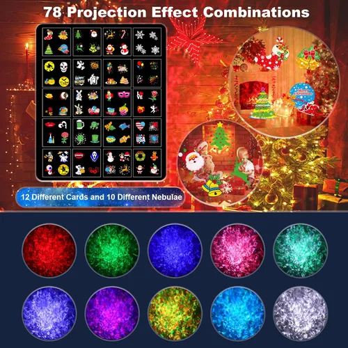 Miniatura 3 de Proyector de luces de Navidad de Halloween con 4 grandes patrones, para exteriores, 29 efectos, luz de proyector de vacaciones al aire libre 2 en 1