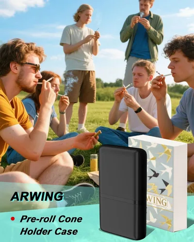 Miniatura 6 de Caja de almacenamiento con 5 agujeros a prueba de olores para conos pre-enrollados tamaño King, caja para 5 cigarrillos de tamaño regular, pequeño