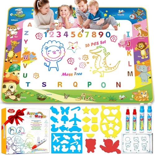 Juguete para niños pequeños Wedopro: tapete de garabatos de agua de 40 x 30 pulgadas, sin desorden, para colorear y dibujar, con secado instantáneo