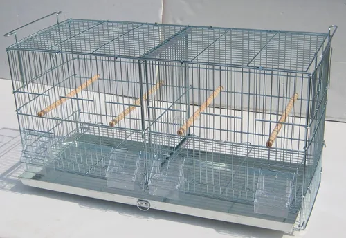 Miniatura 4 de Combo: Galvanizado galvanizado apilar y bloquear criador jaula de vuelo de aves crianza nido puerta separador extraíble con soporte rodante