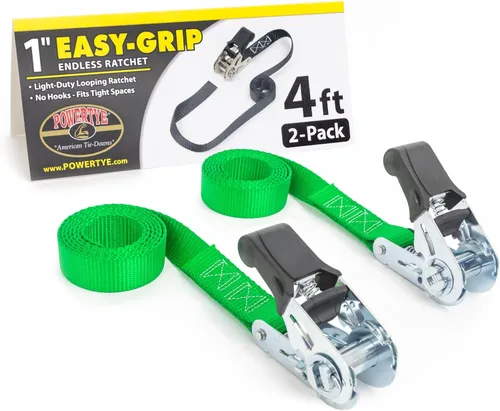 Miniatura 7 de PowerTye - Correa de trinquete sin fin - 1 pulgada x 7 pies de fácil agarre (sin ganchos), correa de amarre con límite de carga de trabajo de 400