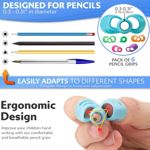 Miniatura 2 de Stylo Paquete de 6 empuñaduras para lápices para escritura a mano de niños, pinzas ergonómicas para lápices para niños de 2 a 5 años, preescolar