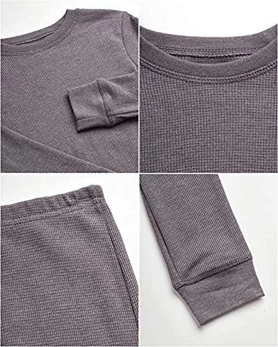 Miniatura 2 de Only Boys ' Conjunto de ropa interior térmica 4 piezas de punto gofre y pantalones largos (2T-16)