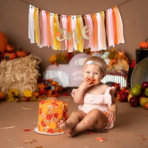 Miniatura 4 de Cartel de calabaza para el primer cumpleaños, fiesta de cumpleaños de Halloween, pancarta para silla alta de calabaza, decoración de otoño, Acción