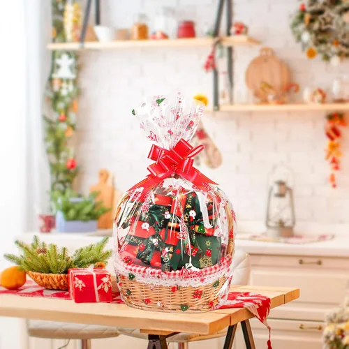 Miniatura 4 de JOYIT Rollo de celofán navideño de 100 pies (35 pulgadas x 100 pies) – Rollo de celofán de 3 mil de grosor, bolsas de celofán navideñas grandes