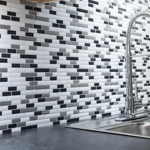 Miniatura 3 de Tack Tile Protector contra salpicaduras de vinilo para despegar y pegar (mosaico pequeño blanco)