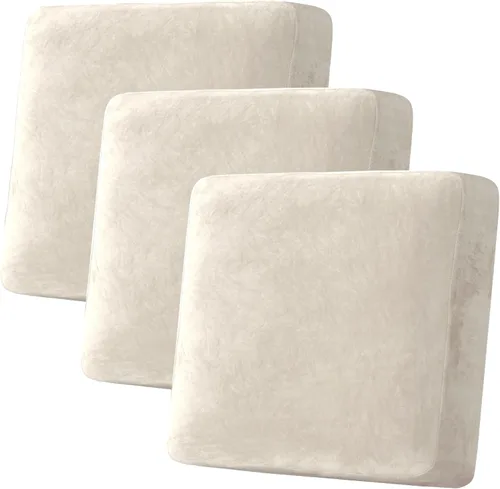 Miniatura 150 de H.VERSAILTEX - Funda de terciopelo elástica y afelpada para protección de cojines de sofá biplaza, silla o sofá, 2 piezas, tamaño grande, color gris