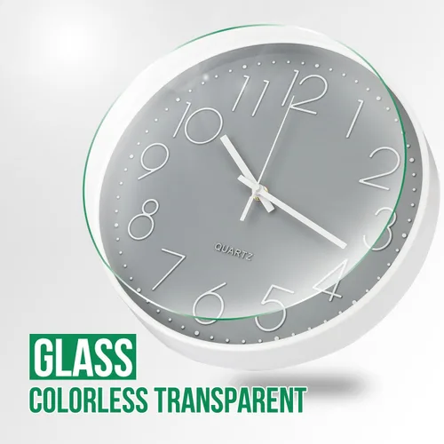 Miniatura 5 de Reloj de pared de 10 pulgadas, silencioso, sin tictac, moderno, estilo simple, redondo, decorativo, con esfera estereoscópica de cuarzo, para el Gris