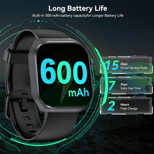 Miniatura 8 de Reloj inteligente para adultos y personas mayores, pantalla grande de 1.87 pulgadas fácil de leer, llamadas Bluetooth, frecuencia cardíaca y SpO2