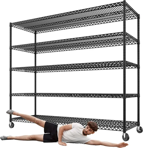 Miniatura 12 de REIBII Estantería de almacenamiento de 60" de ancho 2878LBS Unidad de estante de metal con ruedas Estantería de garaje resistente Estanterías