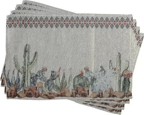Juego de 4 manteles individuales de acuarela de cactus y suculentas (juego de 4) (13 x 19 pulgadas), manteles individuales tejidos inspirados en el