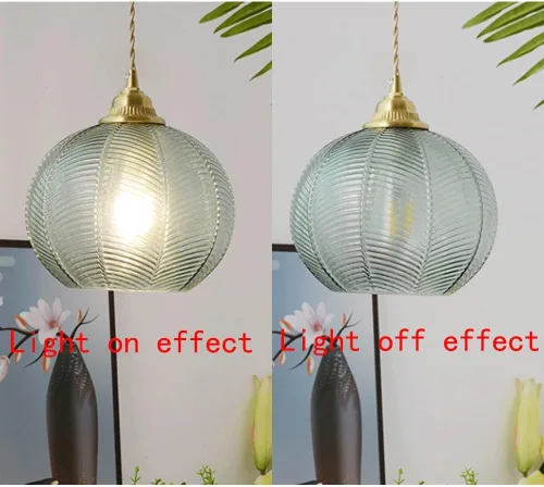 Miniatura 4 de Luces colgantes de cristal de cúpula vintage, lámpara colgante moderna de globo verde de mediados de siglo, cable ajustable de latón cepillado