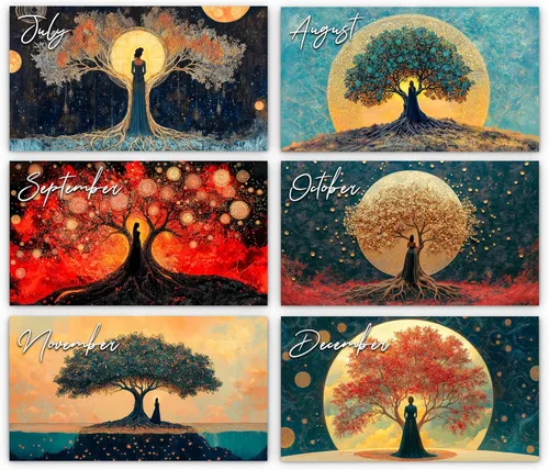Miniatura 4 de Calendario de pared 2026 Árbol de la vida de Kaleidoscope Artisan – Diseños místicos encantadores con días festivos