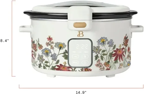 Miniatura 6 de Olla de cocción lenta programable de 4 cuartos con tapa con bisagras, pantalla táctil, múltiples ajustes de calor, ideal para comidas familiares