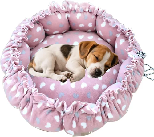 Miniatura 5 de Cama para gatos, nido de algodón rosa de 13 pulgadas de diámetro, para gatos, perros y otras mascotas (pequeño)