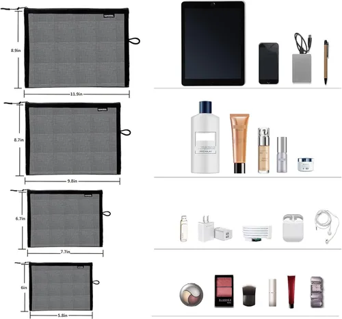 Miniatura 6 de SUPACOOL Bolsa de maquillaje de malla de viaje, bolsas organizadoras de cosméticos con cremallera, bolsas organizadoras de pañales, bolsa de nailon