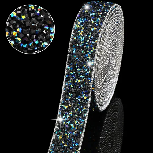 Miniatura 11 de Hicarer 3 yardas de cintas de diamantes de imitación de resina para boda, cinta autoadhesiva de diamantes de cristal, rollo de cinta de resina