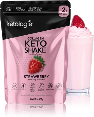 Miniatura 9 de Keto - Batido de colágeno con aceite de coco, prebióticos, péptidos de colágeno hidrolizados alimentados con pasto tipo I y III, bajo