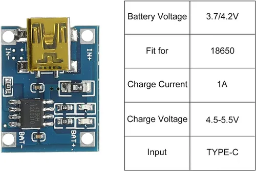 Miniatura 5 de MECCANIXITY Mini USB 4.5-5.5V 1A 18650 Cargador de Batería Módulo de Carga Placa de Carga Dos Funciones de Protección Paquete de 10